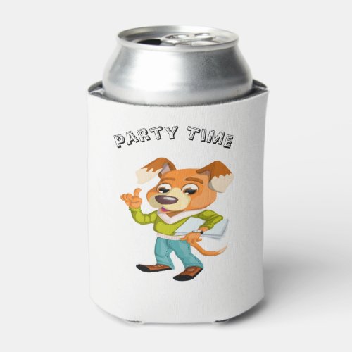 Cartoon dog student getting ready for school 2 can cooler