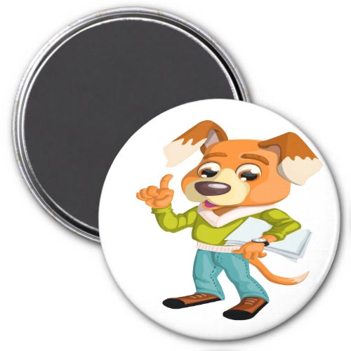 Cartoon dog student getting ready for school 2 magnet
