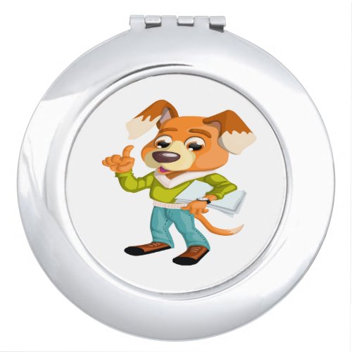 Cartoon dog student getting ready for school 2 makeup mirror