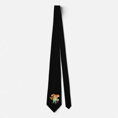 Cartoon dog student getting ready for school 2 neck tie