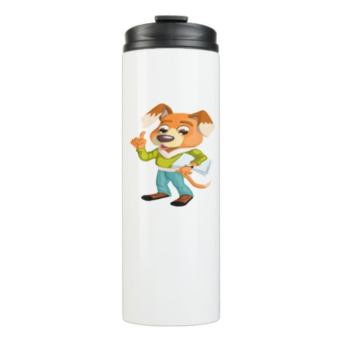 Cartoon dog student getting ready for school 2 thermal tumbler