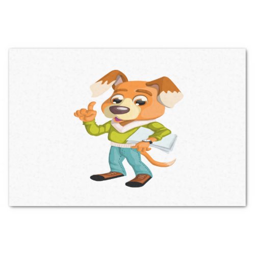 Cartoon dog student getting ready for school 2 tissue paper