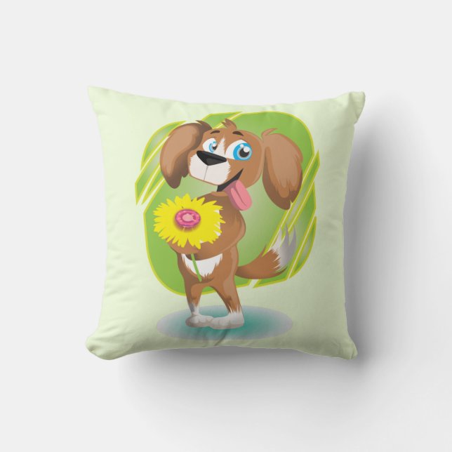 Cartoon Dog  Throw Pillow (Front)