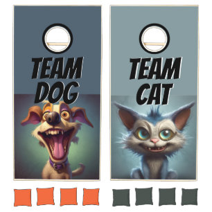  Cartoon Dog vs. Scary Cat Cornhole Set