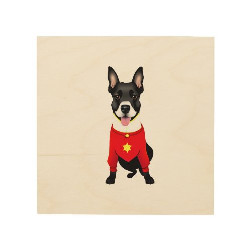  Cartoon dog wearing nicholas clothes Wood Wall Art