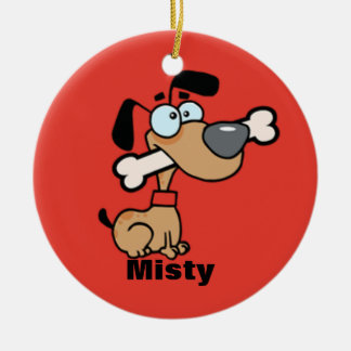 Cartoon Dog With A Bone In His Mouth Ornament
