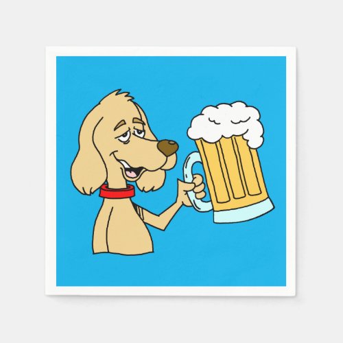 Cartoon Dog With Beer Party Napkins