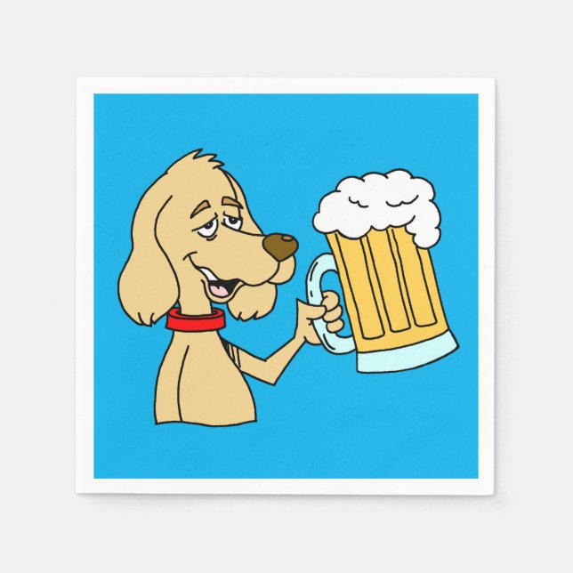 Cartoon Dog With Beer Party Napkins (Front)