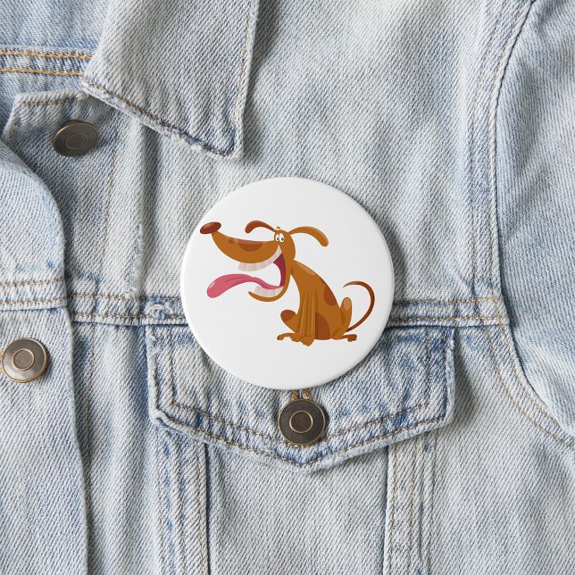 Cartoon Dog with Big Smile and Tongue Out Button (Creator Uploaded)
