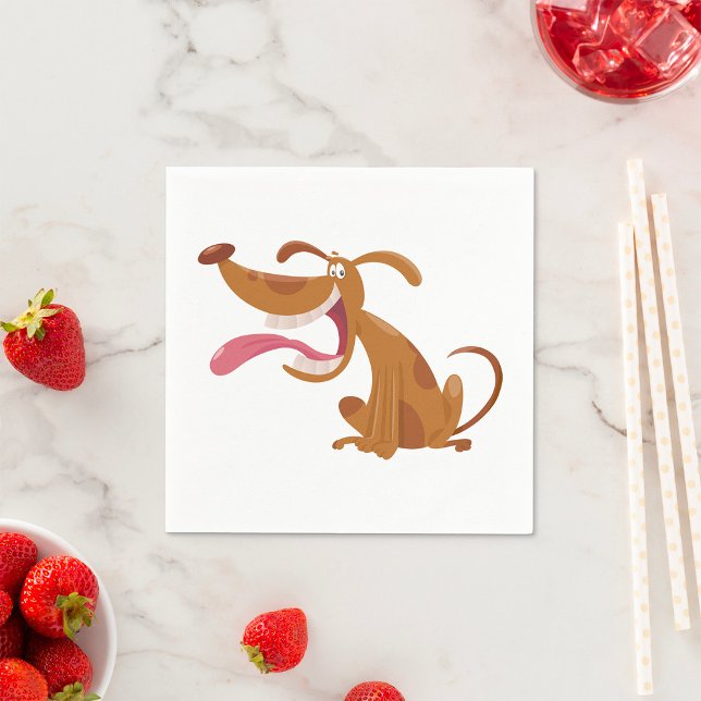 Cartoon Dog with Big Smile and Tongue Out Napkins (Creator Uploaded)