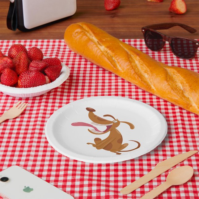 Cartoon Dog with Big Smile and Tongue Out Paper Plates (Creator Uploaded)