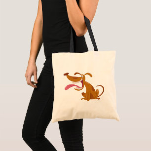 Cartoon Dog with Big Smile and Tongue Out Tote Bag