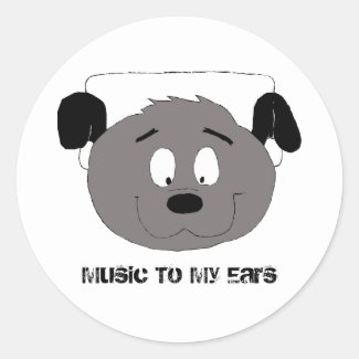 Cartoon Dog With Headphones Classic Round Sticker