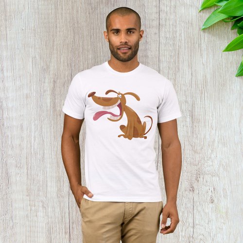 Cartoon Dog With Tongue Out Mens T_Shirt