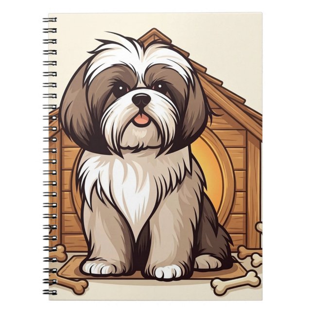 Cartoon Doghouse-Cute Shih Tzu Design Notebook ("Take notes with a wag and a smile")