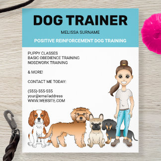 Cartoon Dogs And A Girl Personalizable Dog Trainer Flyer