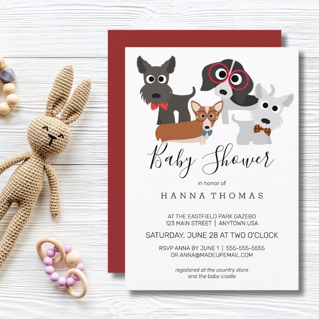 Cartoon Dogs Baby Shower Invitation (dog theme baby shower
)