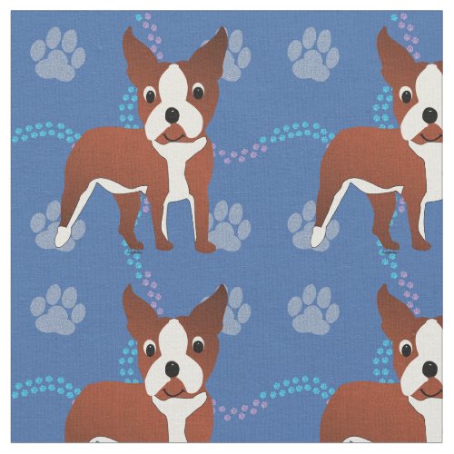 Cartoon Dogs _ Boston Terrier v4 Fabric