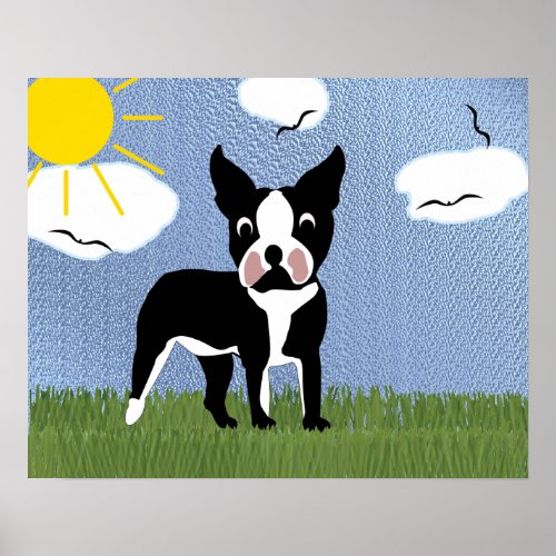 Cartoon Dogs _ Boston Terrier v6 Poster