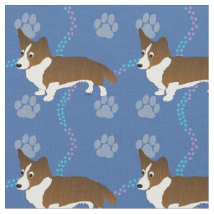 Cartoon Dogs - Cardigan Welsh Corgi v2 Fabric