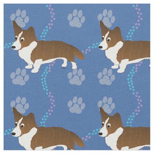 Cartoon Dogs - Cardigan Welsh Corgi v2 Fabric