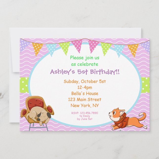 Cartoon Dogs Cute Invitation (Front)