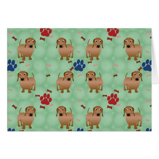 Cartoon Dogs - Dachsund Red Tiled v1 (Front Horizontal)