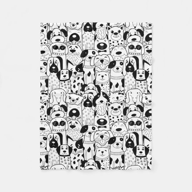 Cartoon Dogs  Fleece Blanket (Front)