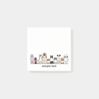 cartoon dogs in a row design2 post-it notes
