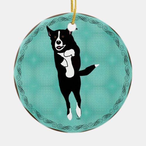 Cartoon Dogs _  Leaping McNab Ceramic Ornament