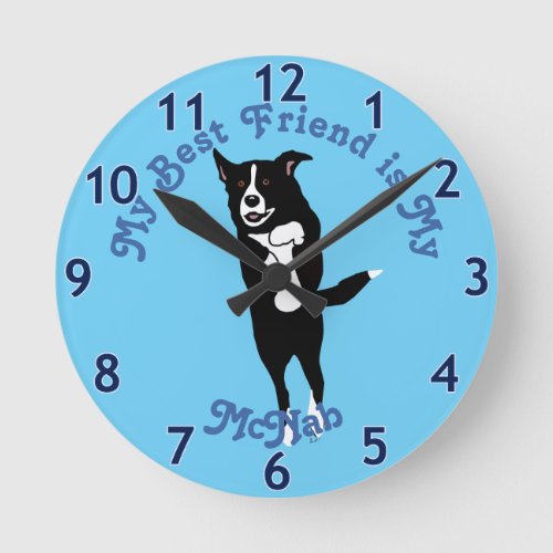 Cartoon Dogs _  Leaping McNab Round Clock