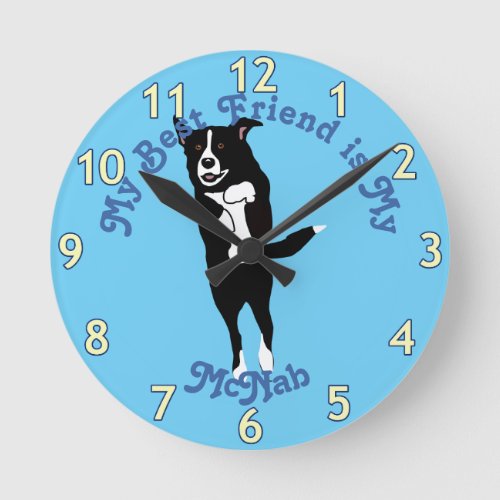 Cartoon Dogs _  Leaping McNab Round Clock