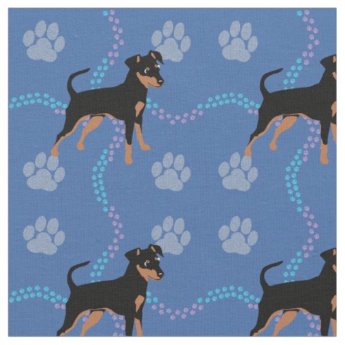 Cartoon Dogs _ Miniature Pinscher v5 Fabric