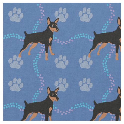 Cartoon Dogs _ Miniature Pinscher v6 Fabric