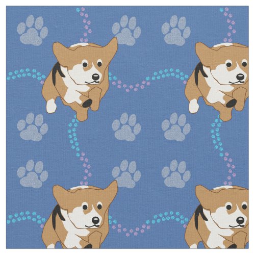 Cartoon Dogs _ Pembroke Welsh Corgi v3 Fabric