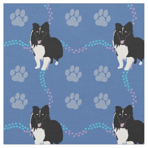 Cartoon Dogs _ Shetland Sheepdog bi_black Fabric