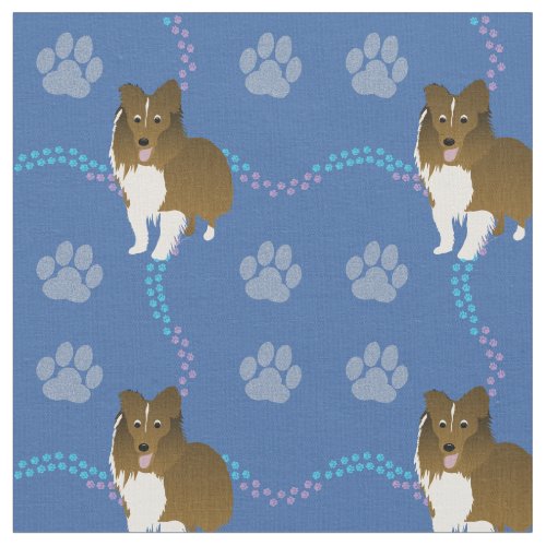 Cartoon Dogs _ Shetland Sheepdog Fabric