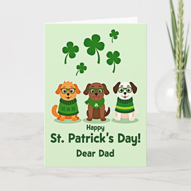 Cartoon Dogs St Patricks Day Card (Front)