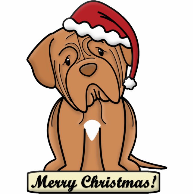 Cartoon Dogue de Bordeaux Christmas Ornament (Front)