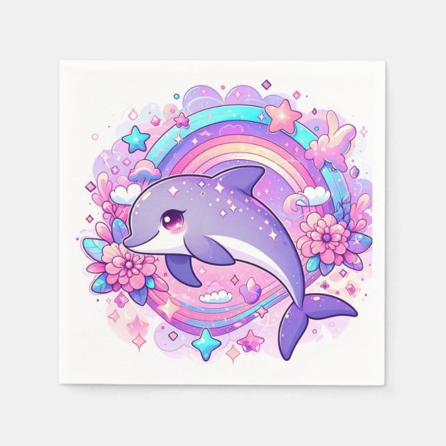 Cartoon Dolphin Baby Shower Napkins (Front)