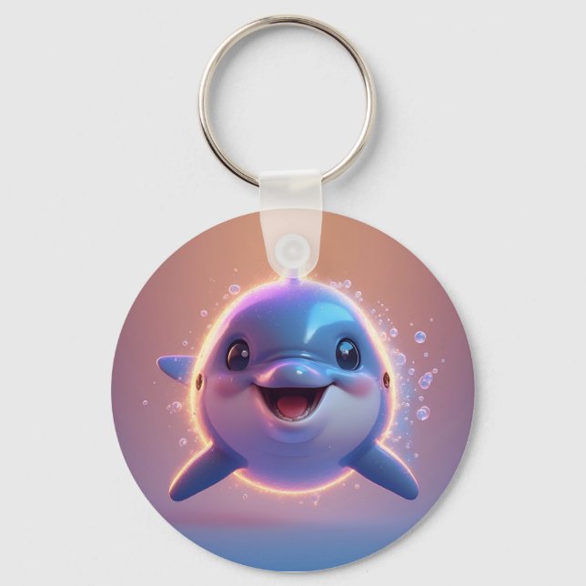 🐬 Cartoon Dolphin Cute Ocean Animal Gift 🐬 Keychain (Front)
