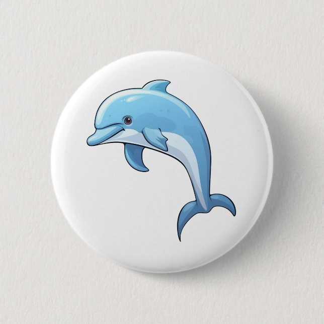 Cartoon dolphin illustration button (Front)