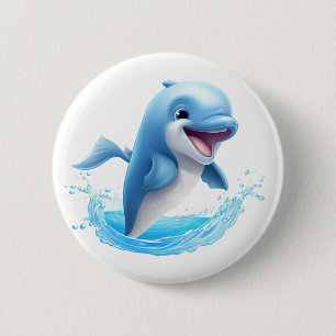 Cartoon dolphin illustration button