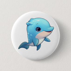 Cartoon dolphin illustration button