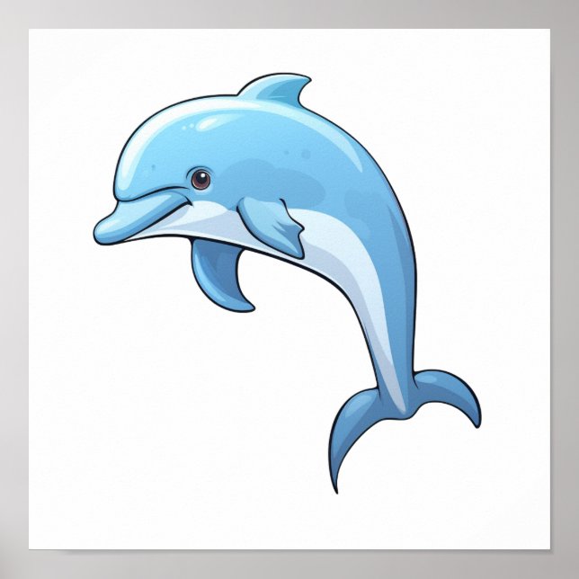 Cartoon dolphin illustration poster (Front)