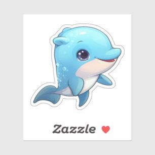 Cartoon dolphin illustration sticker