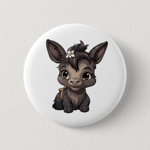 Cartoon donkey illustration button
