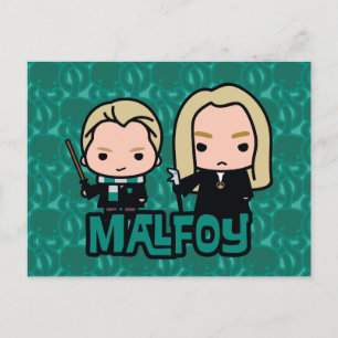 Cartoon Draco and Lucius Malfoy Character Art Postcard