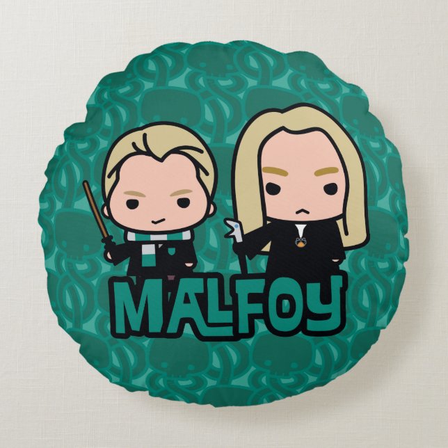 Cartoon Draco and Lucius Malfoy Character Art Round Pillow (Front)
