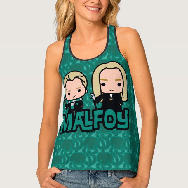 Cartoon Draco and Lucius Malfoy Character Art Tank Top (Front)